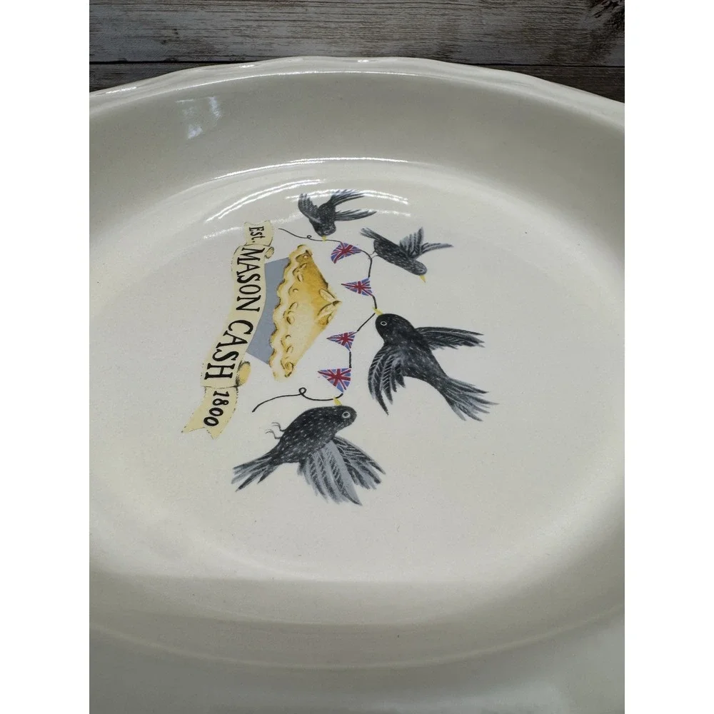 Mason Cash Birds Four & Twenty Pottery Pie Dish Plate EXCELLENT Retired England